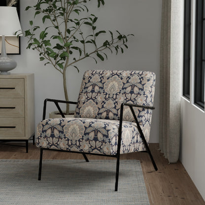 D4439 Damask Felicity Navy Blue Charlotte Fabrics