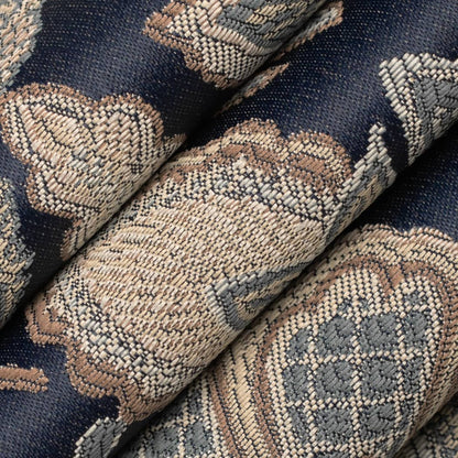 D4439 Damask Felicity Navy Blue Charlotte Fabrics