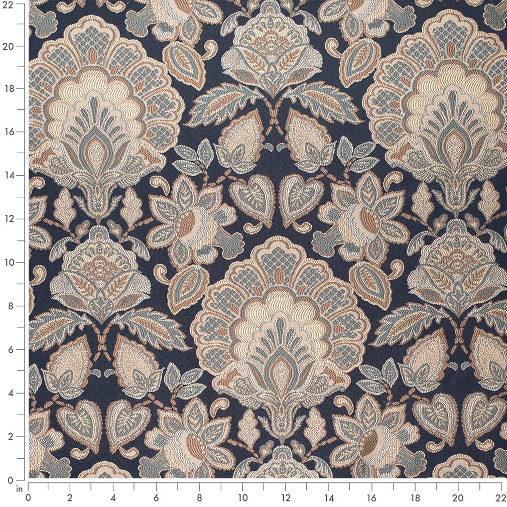 D4439 Damask Felicity Navy Blue Charlotte Fabrics