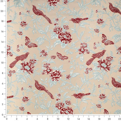 D4447 Floral Eden Cardinal Red & Burgundy Charlotte Fabrics