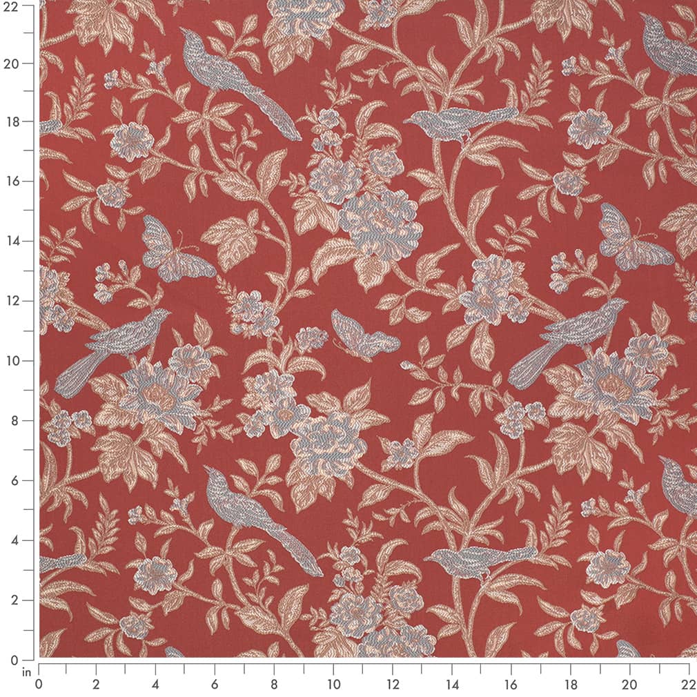 D4451 Floral Eden Garnet Red & Burgundy Charlotte Fabrics