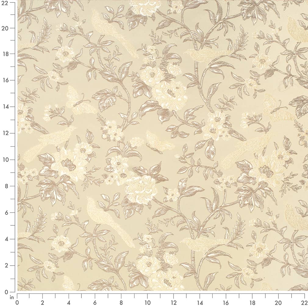 D4452 Floral Eden Oyster Beige & Taupe Charlotte Fabrics