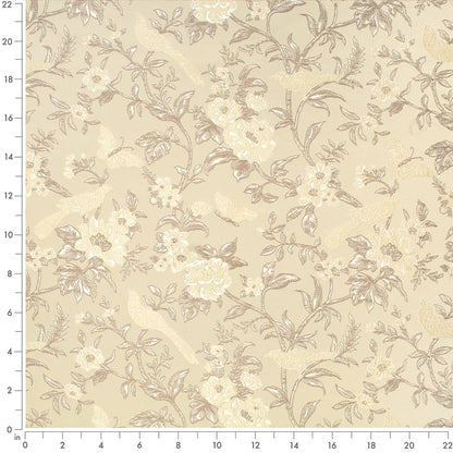 D4452 Floral Eden Oyster Beige & Taupe Charlotte Fabrics