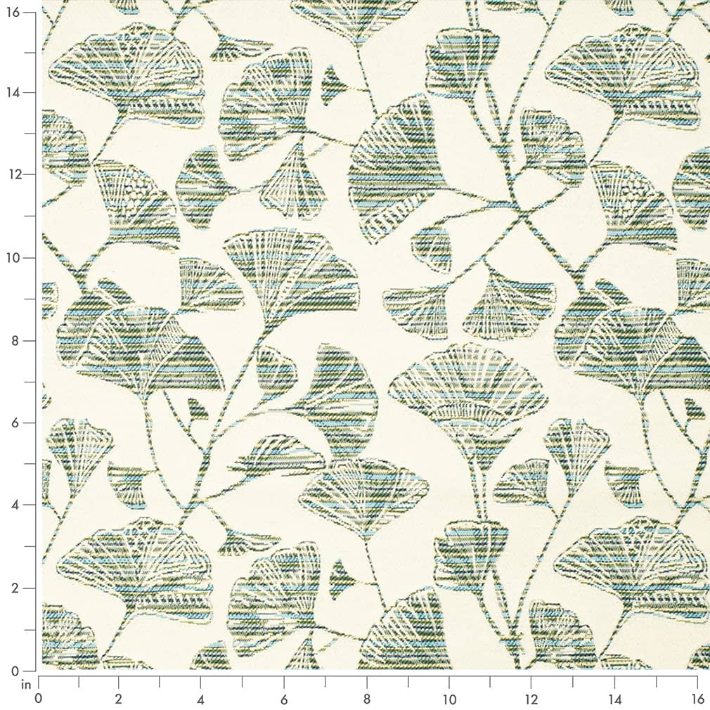 D4554 Leaves Ginkgo Pool Aqua & Teal Charlotte Fabrics