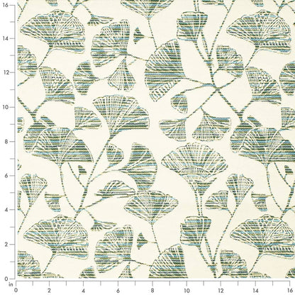 D4554 Leaves Ginkgo Pool Aqua & Teal Charlotte Fabrics