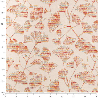 D4555 Leaves Ginkgo Poppy Red & Burgundy Charlotte Fabrics