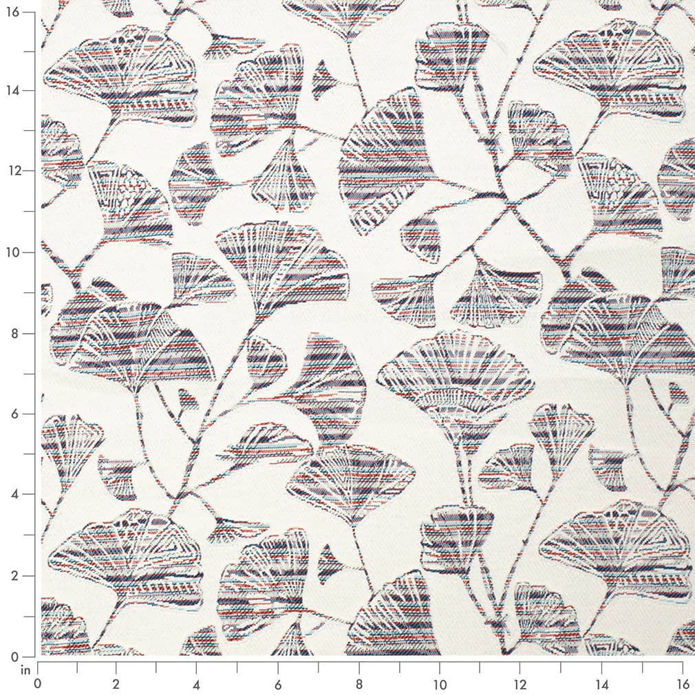 D4556 Leaves Ginkgo Marine Blue Charlotte Fabrics