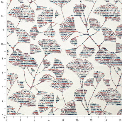 D4556 Leaves Ginkgo Marine Blue Charlotte Fabrics