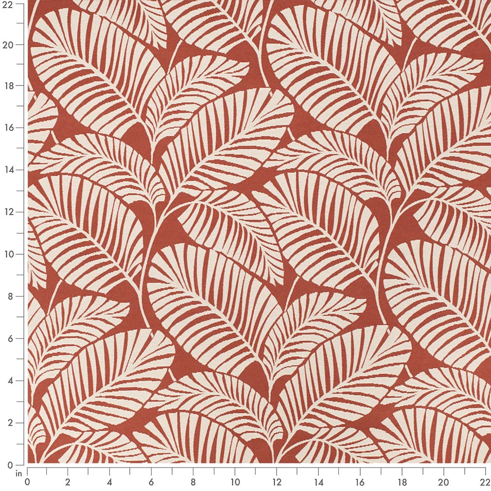 D4560 Leaves,Tropical & Botanical Palm Poppy Red & Burgundy Charlotte Fabrics