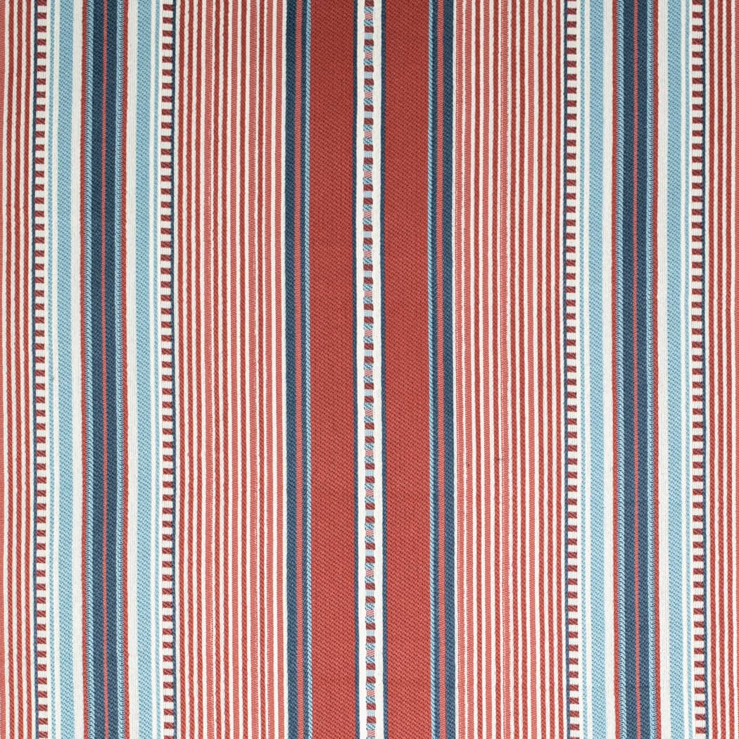 D4564 Stripe Terrace Poppy Blue,Red & Burgundy Charlotte Fabrics
