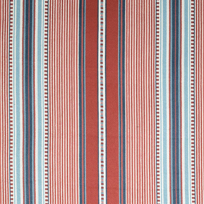 D4564 Stripe Terrace Poppy Blue,Red & Burgundy Charlotte Fabrics
