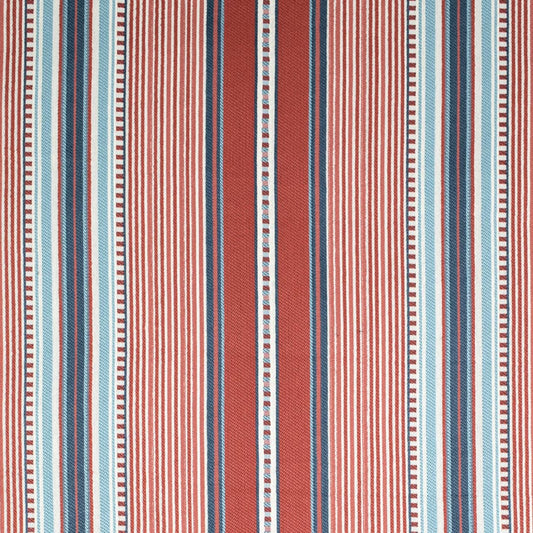 D4564 Stripe Terrace Poppy Blue,Red & Burgundy Charlotte Fabrics