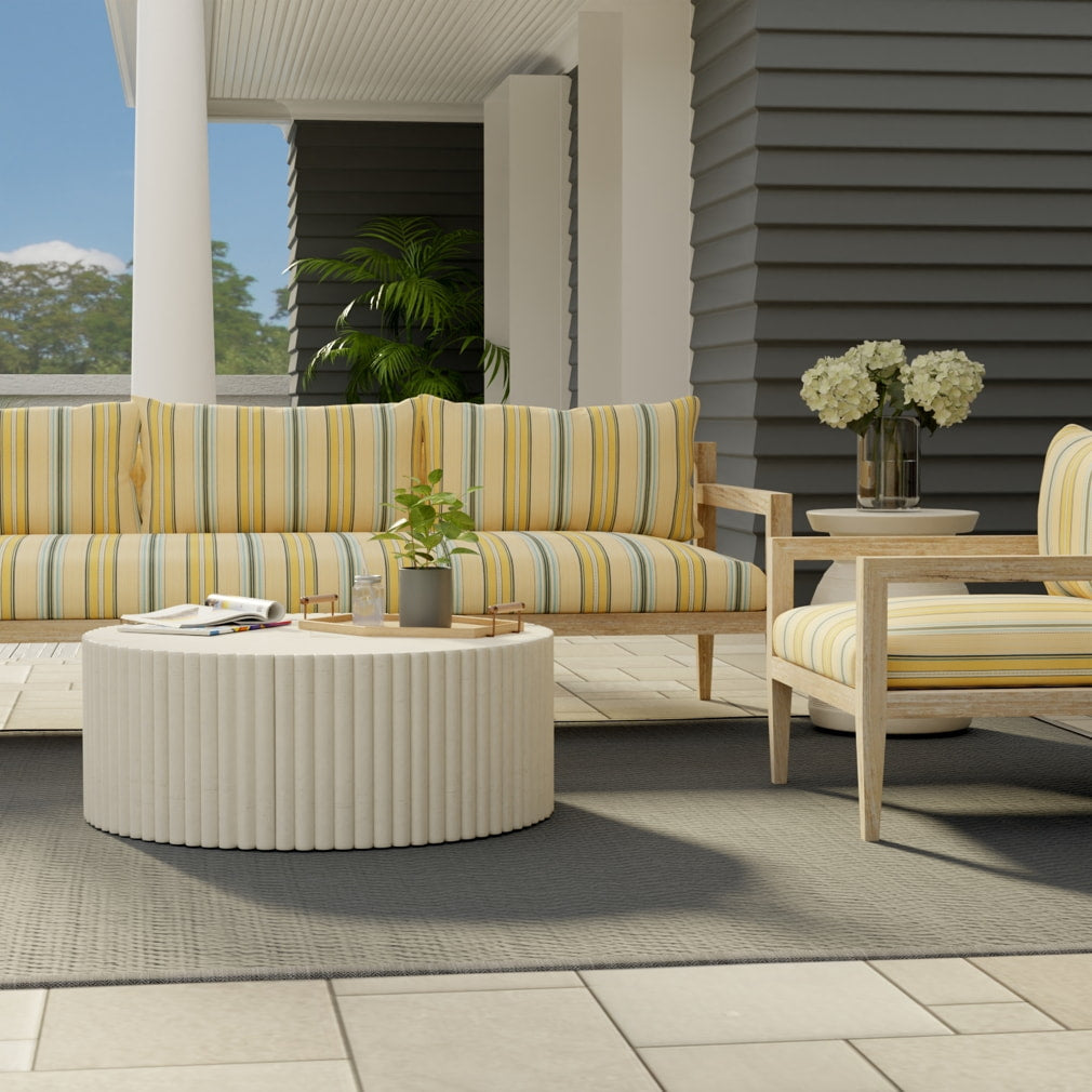 D4566 Stripe Terrace Sun Blue,Gold & Yellow Charlotte Fabrics