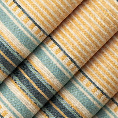 D4566 Stripe Terrace Sun Blue,Gold & Yellow Charlotte Fabrics