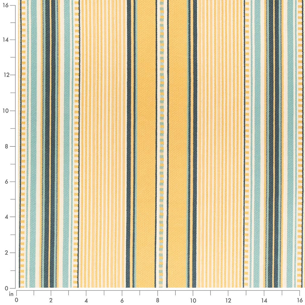 D4566 Stripe Terrace Sun Blue,Gold & Yellow Charlotte Fabrics