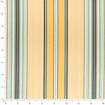 D4566 Stripe Terrace Sun Blue,Gold & Yellow Charlotte Fabrics