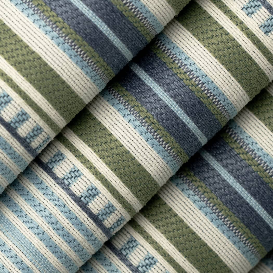 D4567 Stripe Terrace Pool Aqua & Teal Charlotte Fabrics