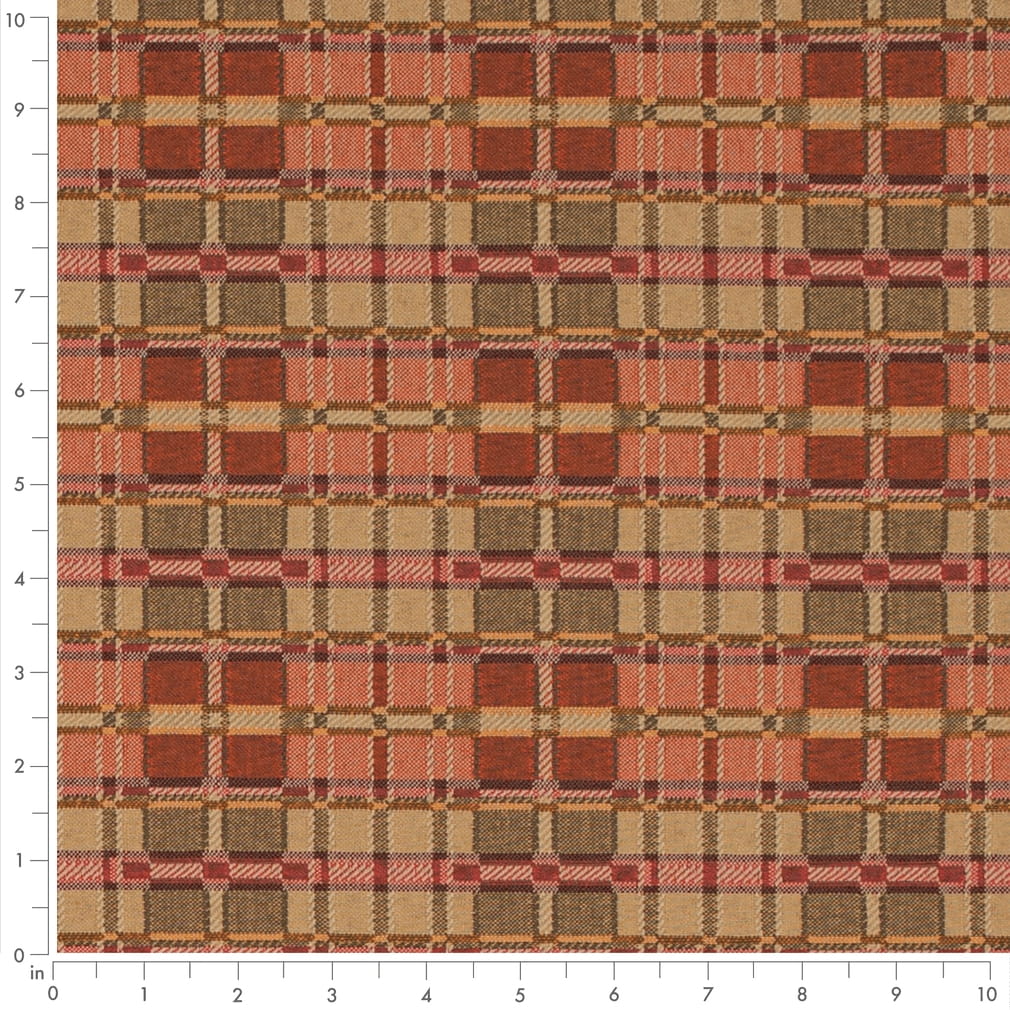 D4617 Plaid Cherry Orange & Rust Charlotte Fabrics