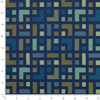 D4637 Abstract & Geometric Navy Aqua & Teal,Blue Charlotte Fabrics