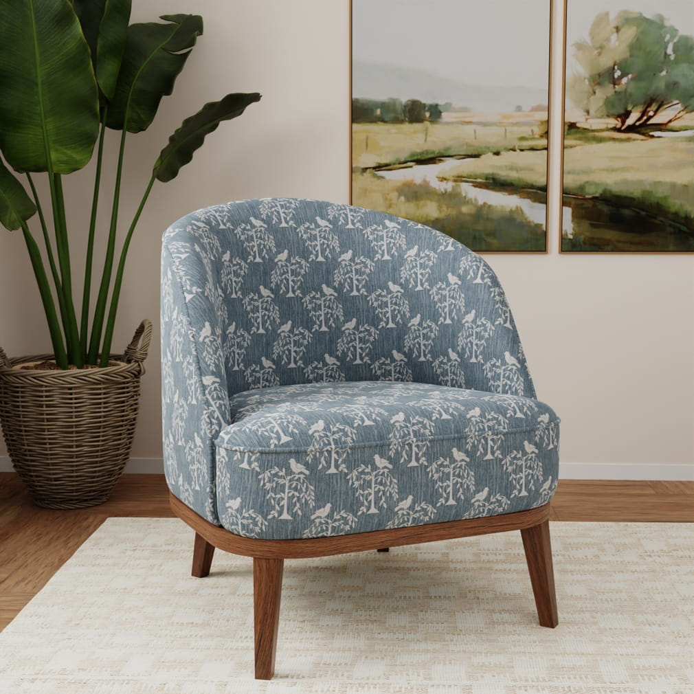D4778 Leaves,Novelty Willow Sky Blue Charlotte Fabrics