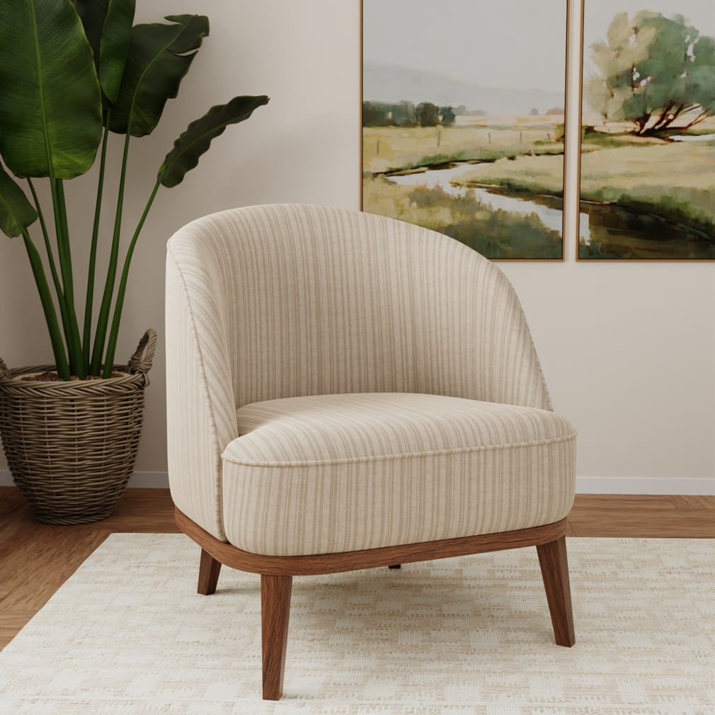 D4809 Stripe Hearth Fawn Beige & Taupe Charlotte Fabrics