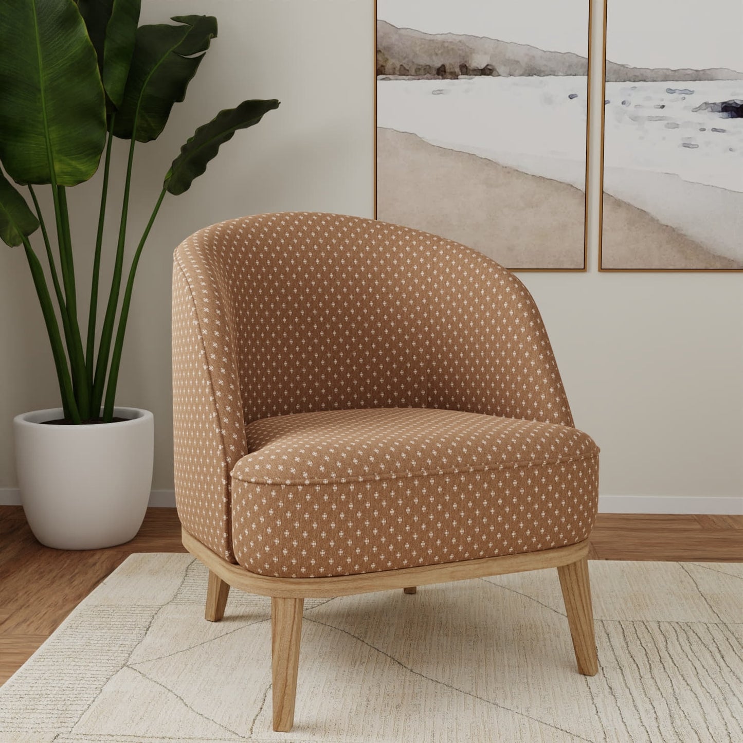 D4986 Abstract & Geometric,Small Scale Khaki Brown Charlotte Fabrics