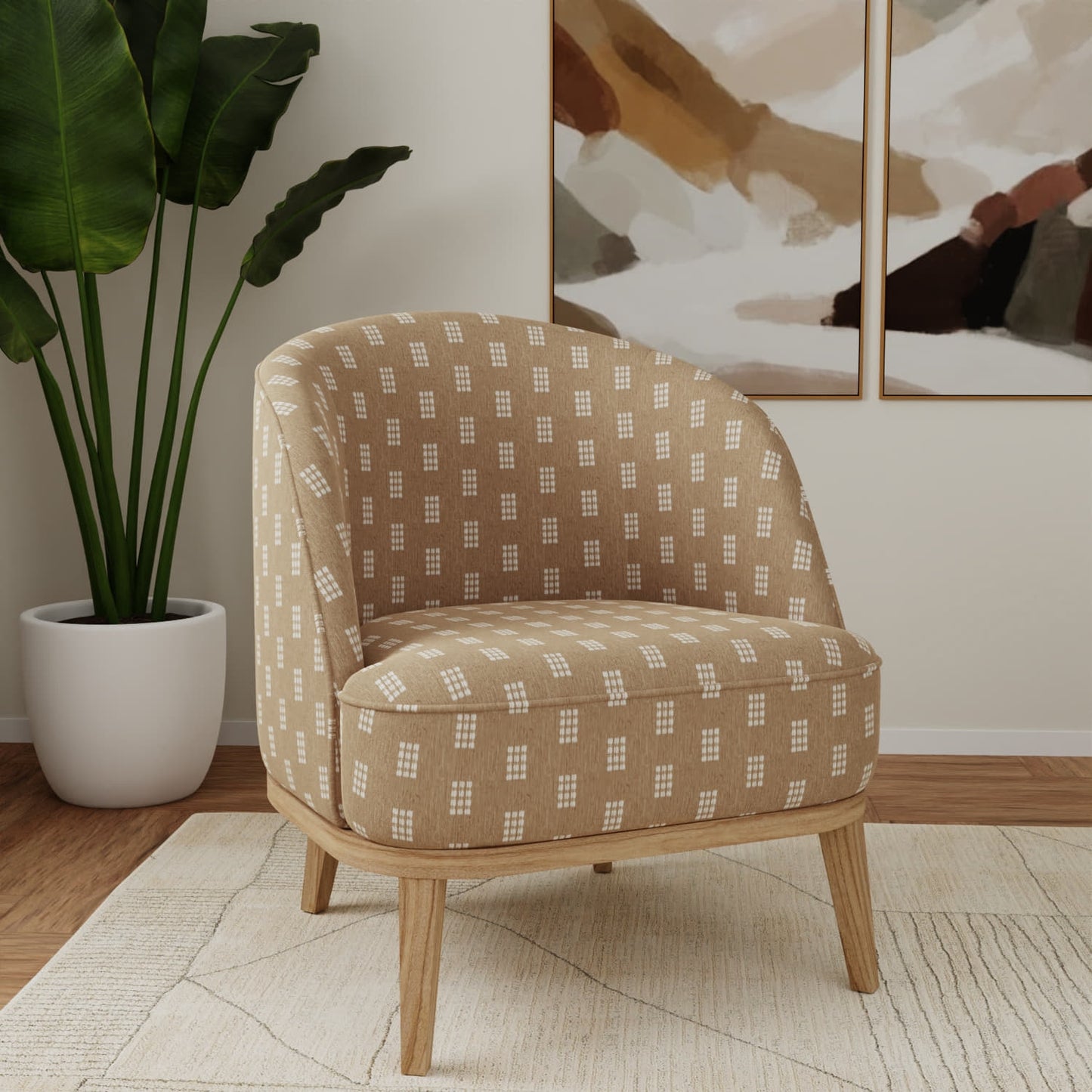 D5028 Abstract & Geometric Linen Beige & Taupe Charlotte Fabrics