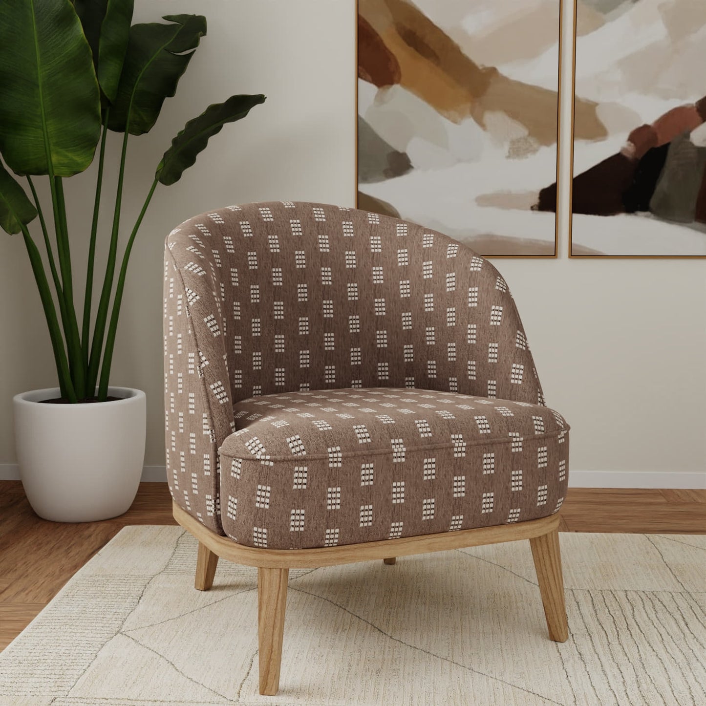 D5029 Abstract & Geometric Mushroom Brown Charlotte Fabrics