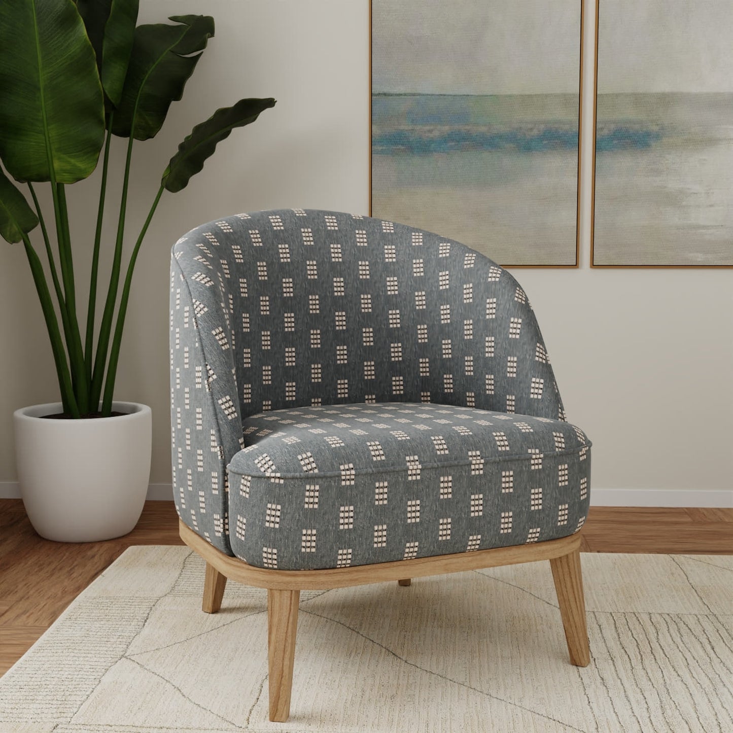 D5032 Abstract & Geometric Atlantic Blue Charlotte Fabrics