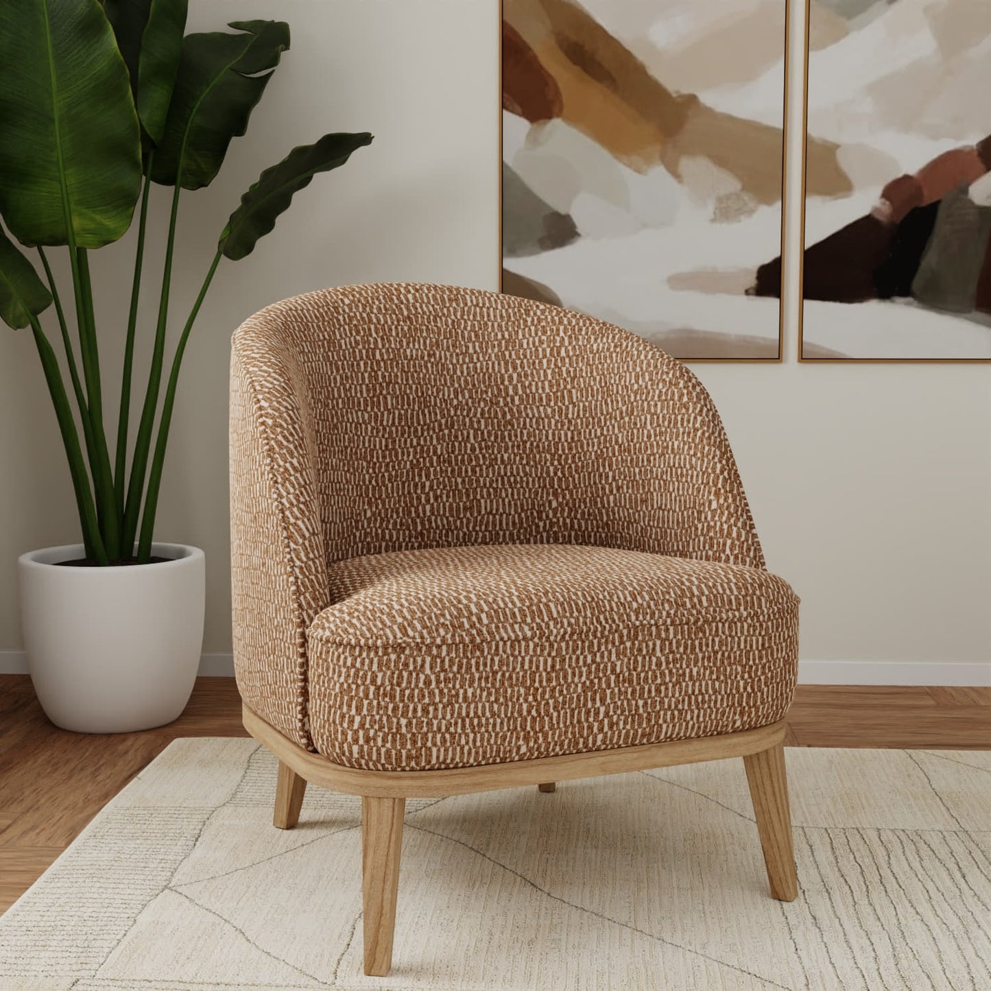 D5034 Abstract & Geometric Camel Brown Charlotte Fabrics