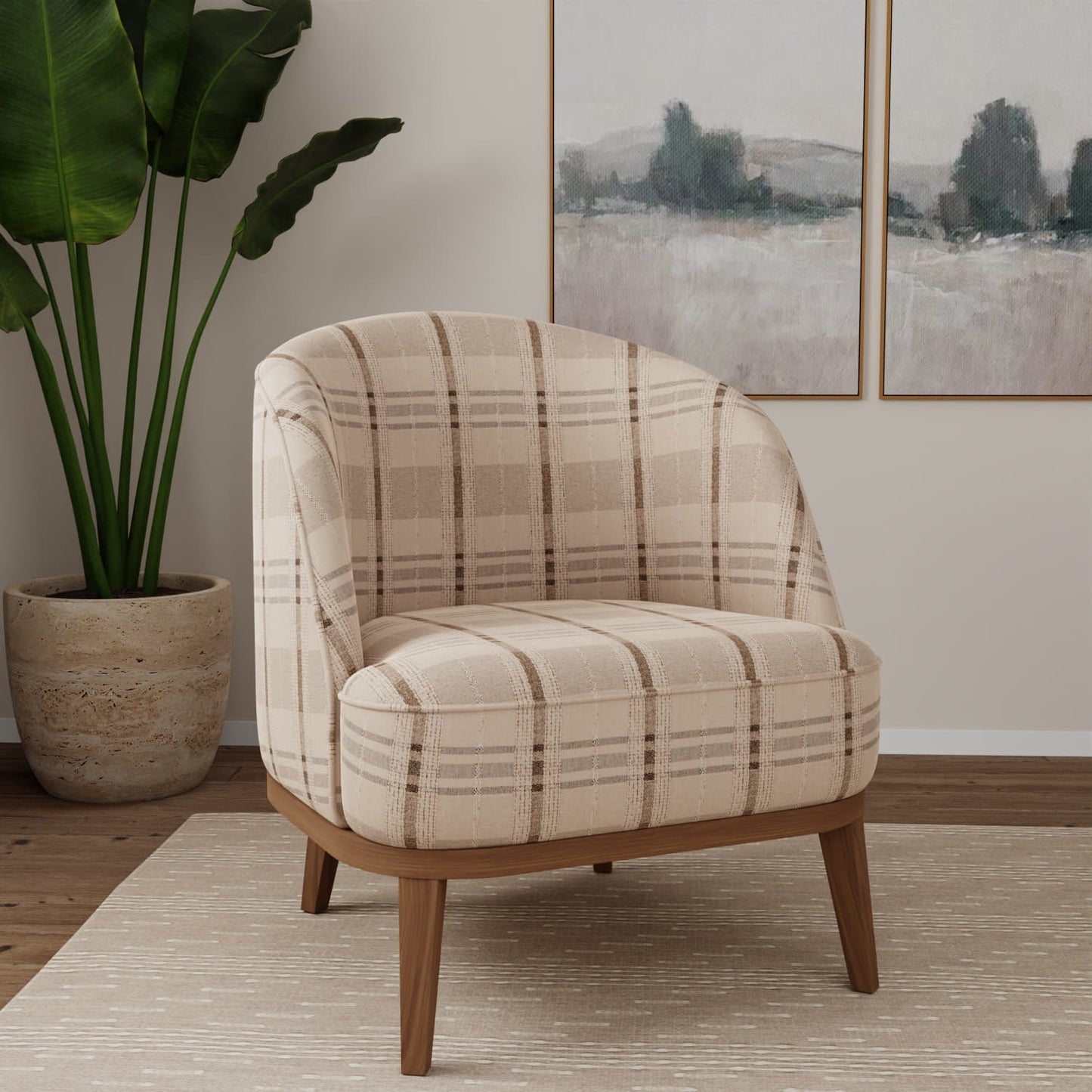 D5053 Plaid Beige Beige & Taupe Charlotte Fabrics