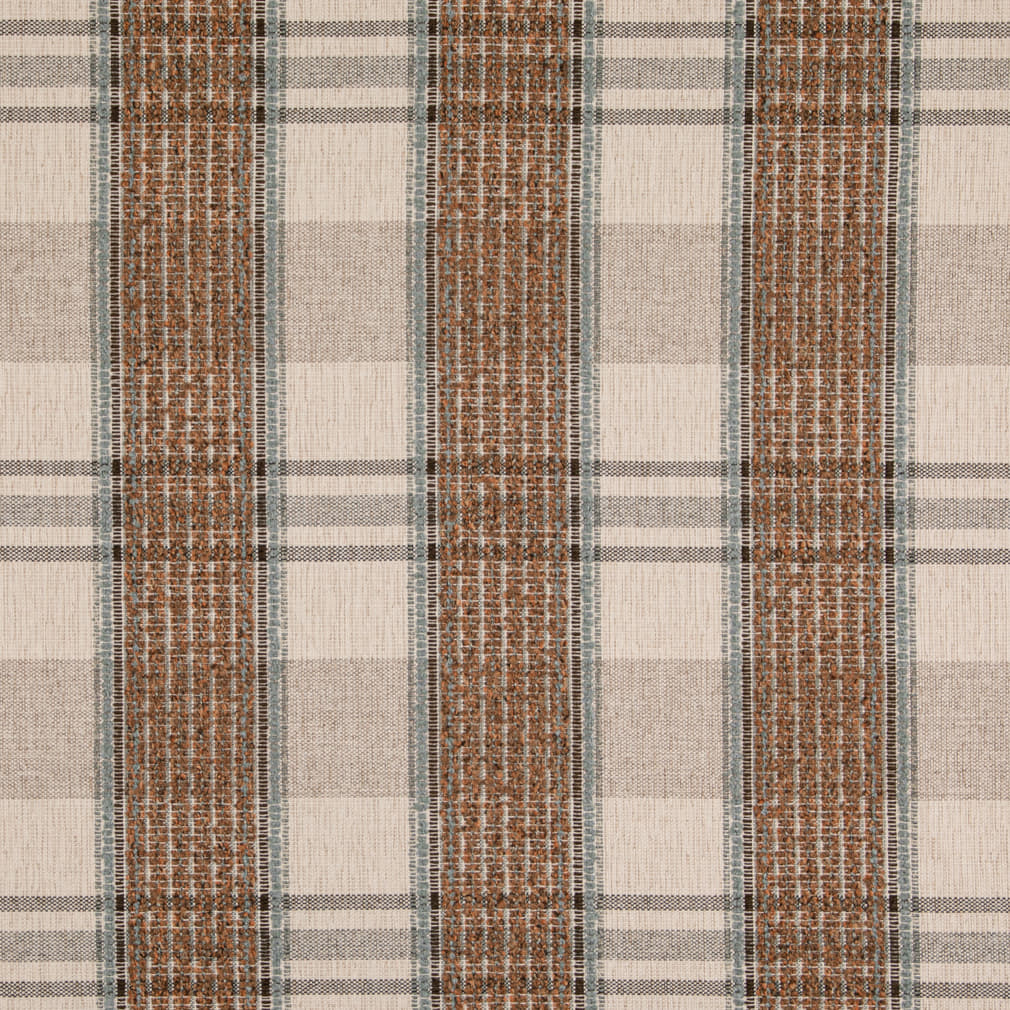 D5065 Plaid Mineral Aqua & Teal,Brown Charlotte Fabrics