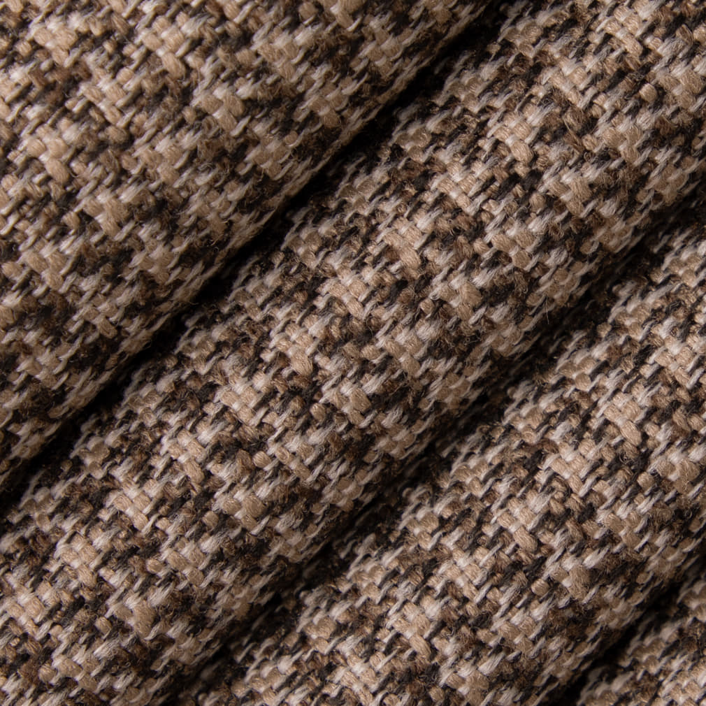D5074 Check & Houndstooth Coffee Brown Charlotte Fabrics