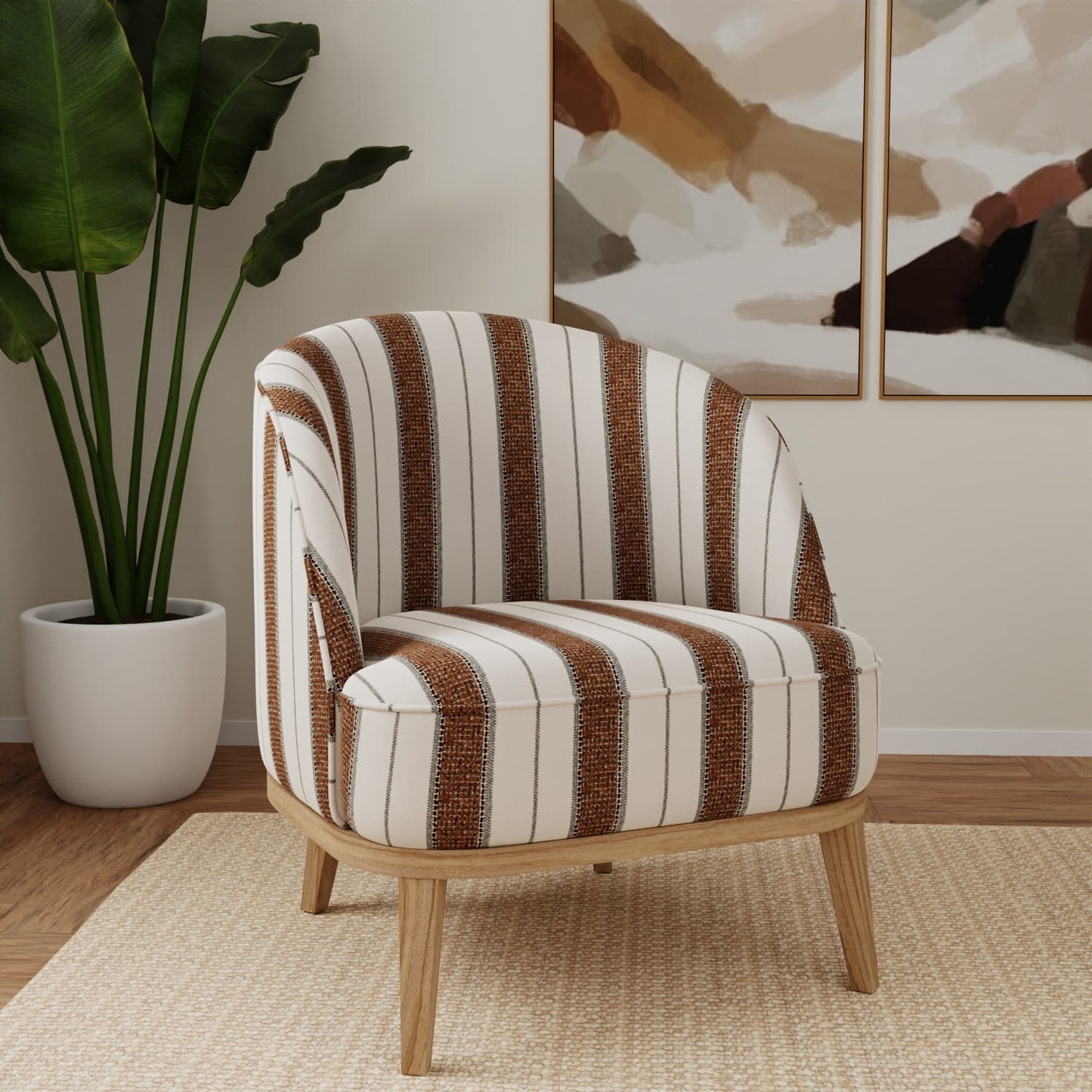 D5091 Stripe Hazelnut Blue,Brown Charlotte Fabrics