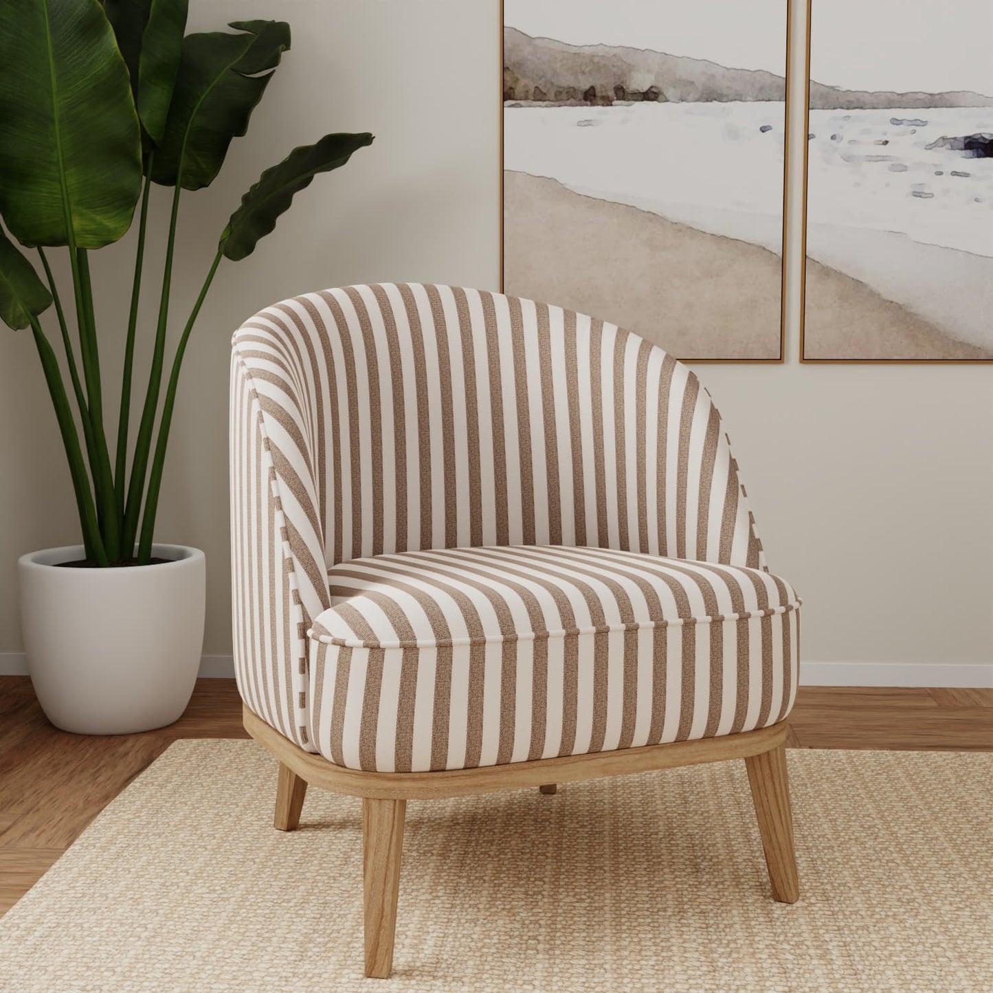 D5094 Stripe Taupe Brown Charlotte Fabrics