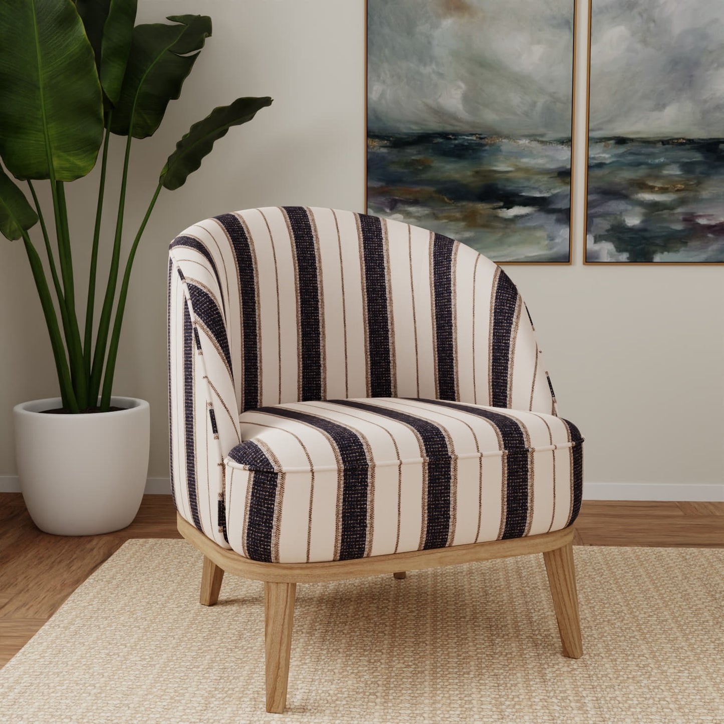 D5102 Stripe Denim Blue Charlotte Fabrics