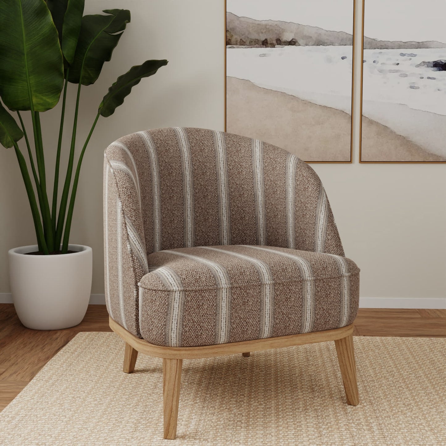 D5105 Stripe Jute Brown Charlotte Fabrics