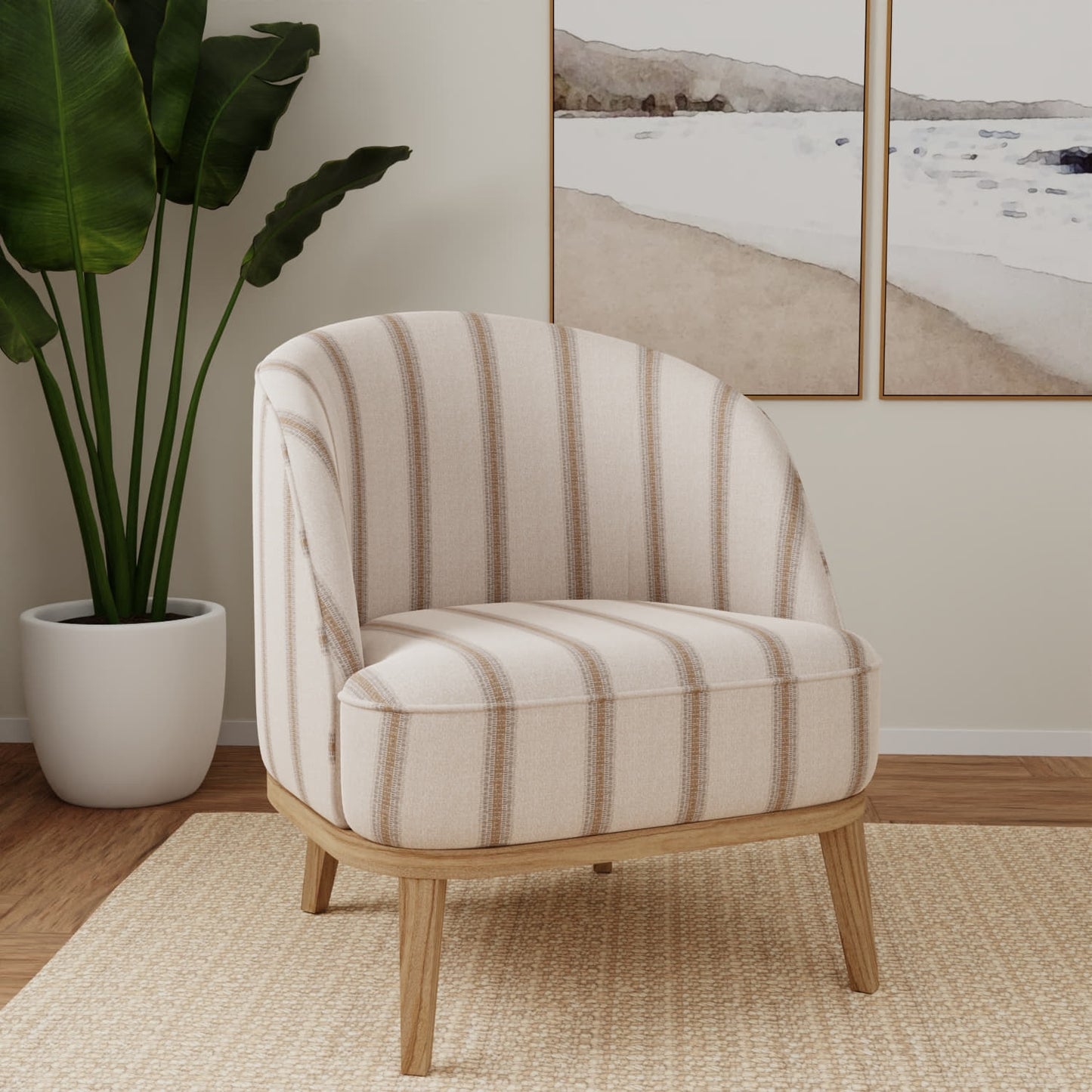 D5106 Stripe Mushroom Beige & Taupe,Grey & Silver Charlotte Fabrics