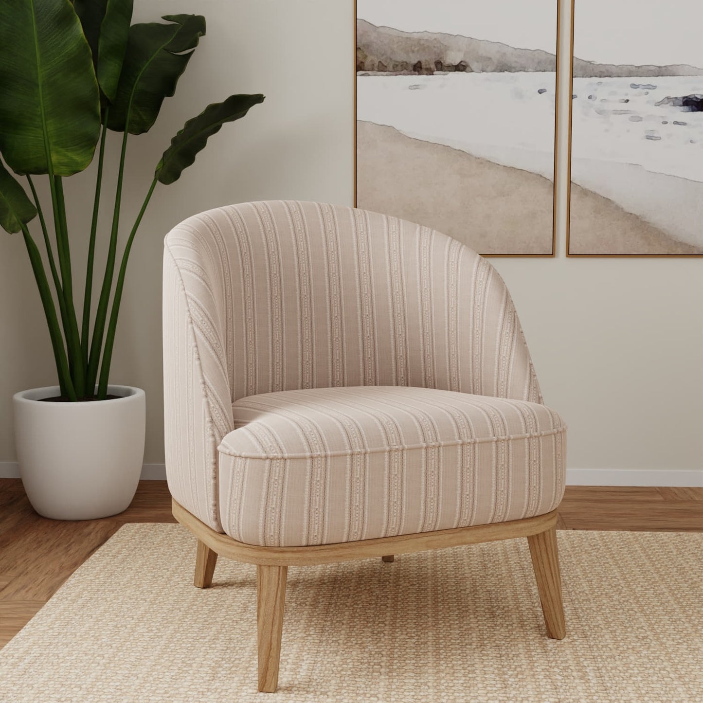 D5110 Stripe Pebble Beige & Taupe Charlotte Fabrics