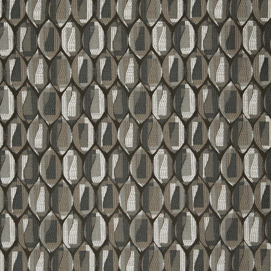 D821 Abstract & Geometric,Small Scale Carlsbad/Mineral Brown,Grey & Silver Charlotte Fabrics