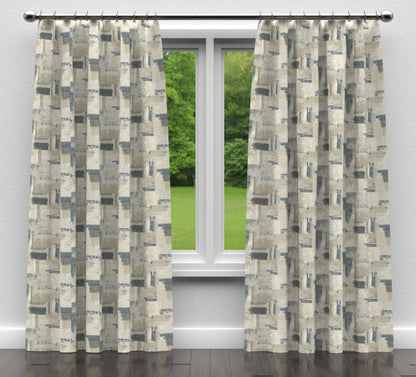 D837 Abstract & Geometric Denali/Sky Blue Charlotte Fabrics