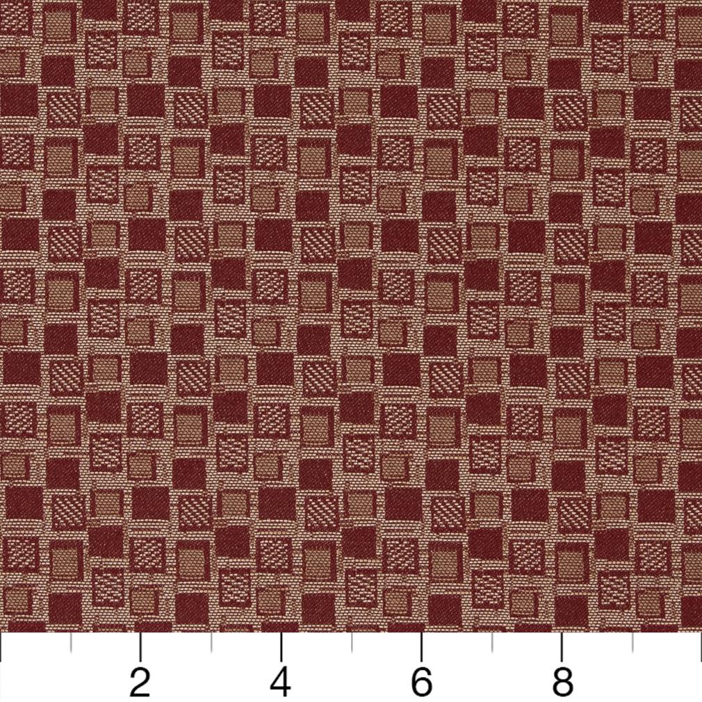 D928 Abstract & Geometric,Small Scale Squares/Spice Red & Burgundy Charlotte Fabrics