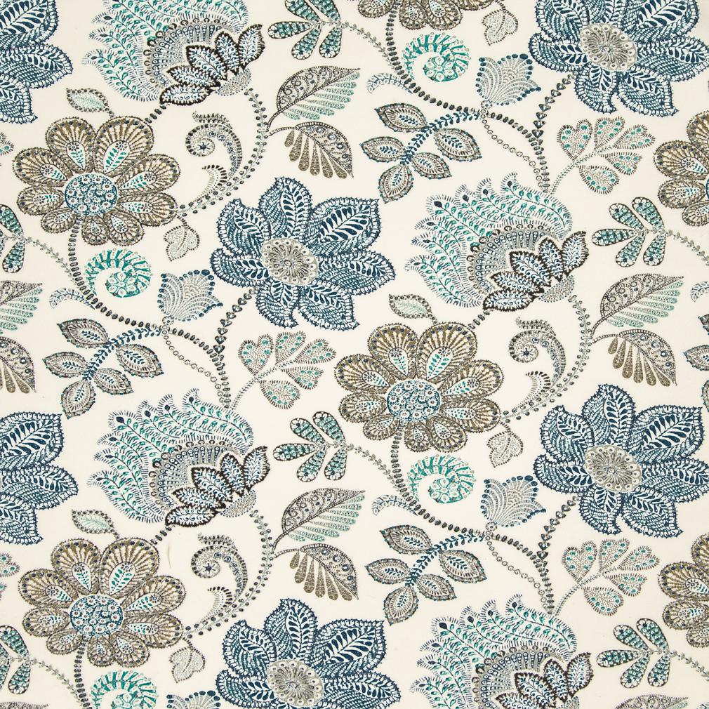 D941 Floral Chambray Blue Charlotte Fabrics
