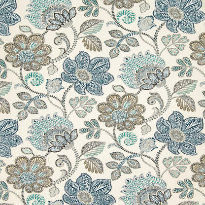 D941 Floral Chambray Blue Charlotte Fabrics