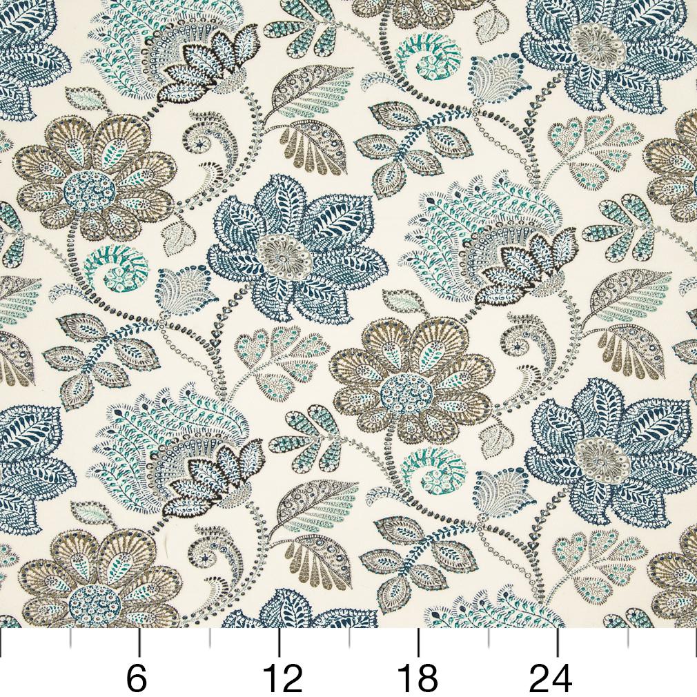 D941 Floral Chambray Blue Charlotte Fabrics
