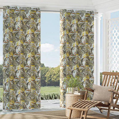 D942 Leaves,Tropical & Botanical Captiva Gold & Yellow,Grey & Silver Charlotte Fabrics