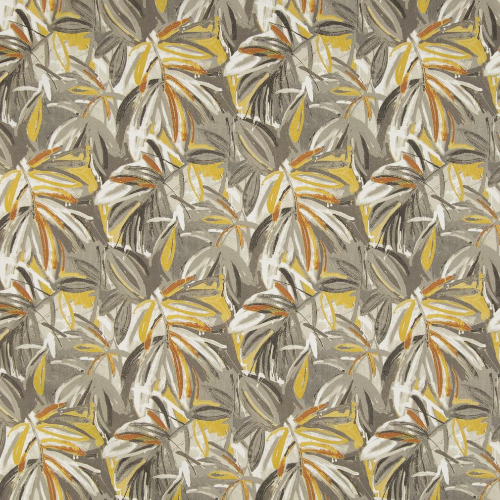 D942 Leaves,Tropical & Botanical Captiva Gold & Yellow,Grey & Silver Charlotte Fabrics