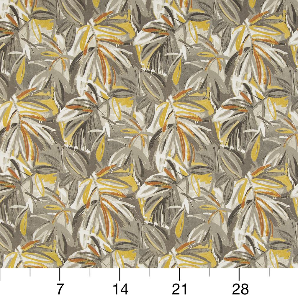 D942 Leaves,Tropical & Botanical Captiva Gold & Yellow,Grey & Silver Charlotte Fabrics