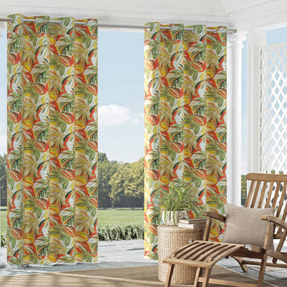 D943 Leaves,Tropical & Botanical Hula Green,Orange & Rust Charlotte Fabrics