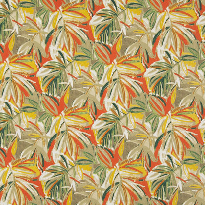D943 Leaves,Tropical & Botanical Hula Green,Orange & Rust Charlotte Fabrics